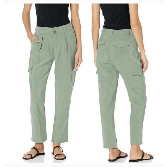 Paige Women's Becca High Waisted Laurel Green Pants Tapered Pockets Size 6 - Picture 16 of 16